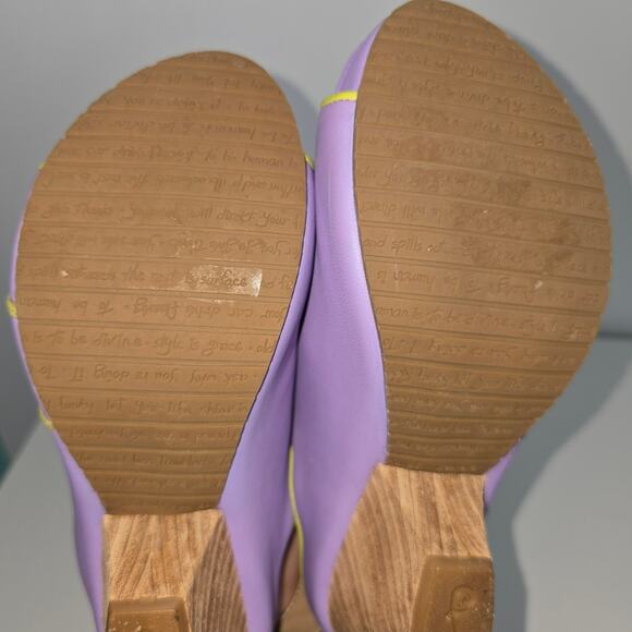 John Fluevog Christy Low Rules Floral Slingback Purple Green Sandal 6.5 w/Box - Picture 10 of 13